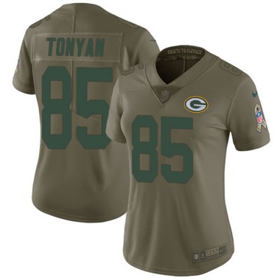 Nike Green Bay Packers #85 Robert Tonyan Olive Women's Stitched NFL Limited 2017 Salute To Service Jersey